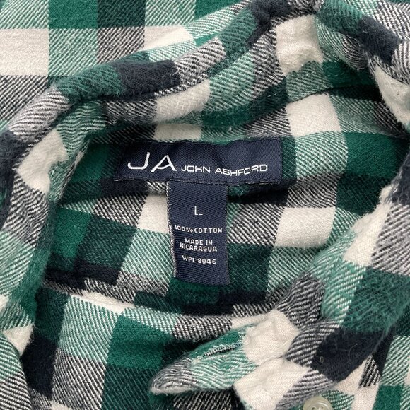 JA John Ashford Long Sleeve Checkered Flannel Button Front Shirt LG - Picture 5 of 7